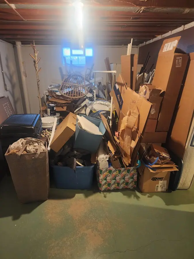 Roll-off dumpster container at job site for 6 Yard Dumpster Rental in Westfield